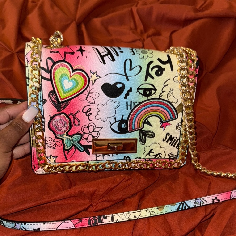 Aldo Red and Pink Crossbody Bag with Playful Design